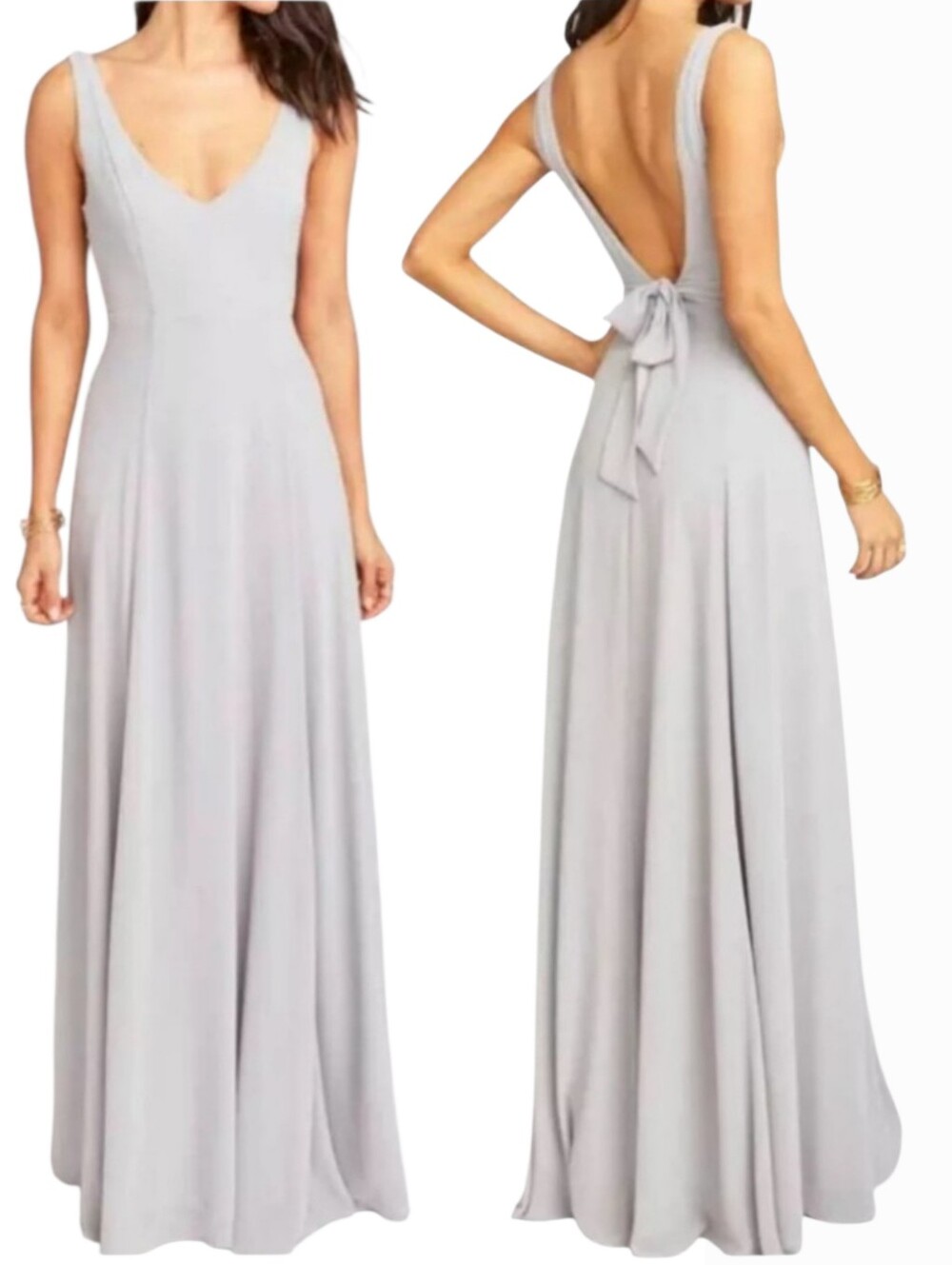 Show Me Your MuMu Maxi Dress Sleeveless V-Neck Women's Size Small Light Gray